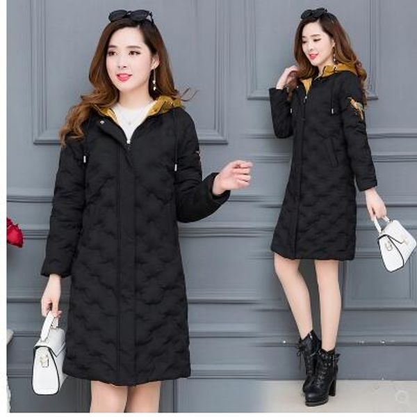 

winter new cotton padded coat women's long cotton jacket women's jackets parka outerwear, Black
