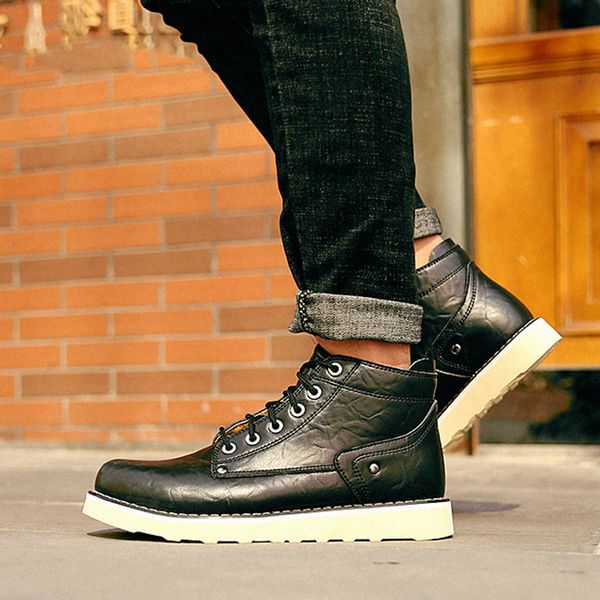 

men's tactical boots breathable leather mens hiking shoes mountain high shoe hunting boots men outdoor shoes, Black