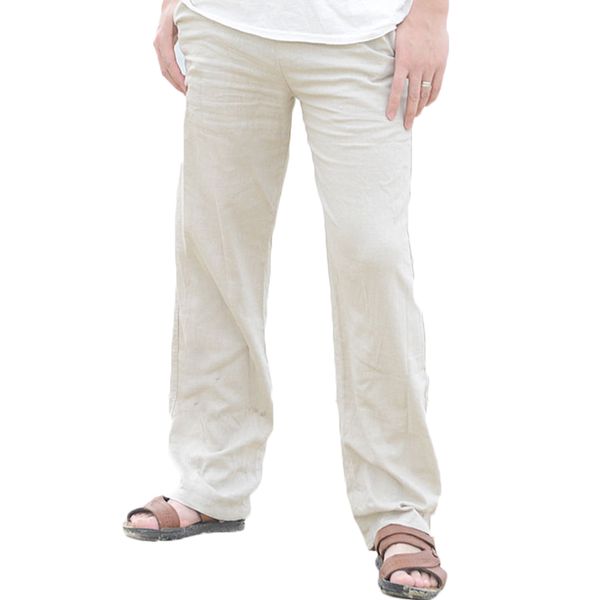 YJSFG HOUSE News мужские льняные свободные длинные брюки пляжные летние повседневные брюки на шнуровке популярные модные прямые брюки