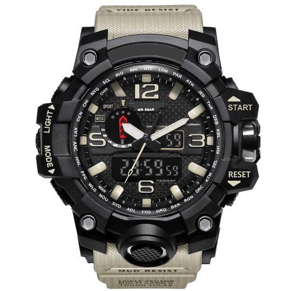 

sexemara digital watch pure color band dual display waterproof sport analog quartz watch, Slivery;brown