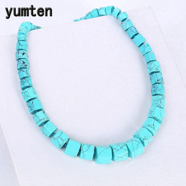 

yumten turquoise women necklace gemstone big choker statement men natural crystal power lucky charm personalized gift wholesale, Silver