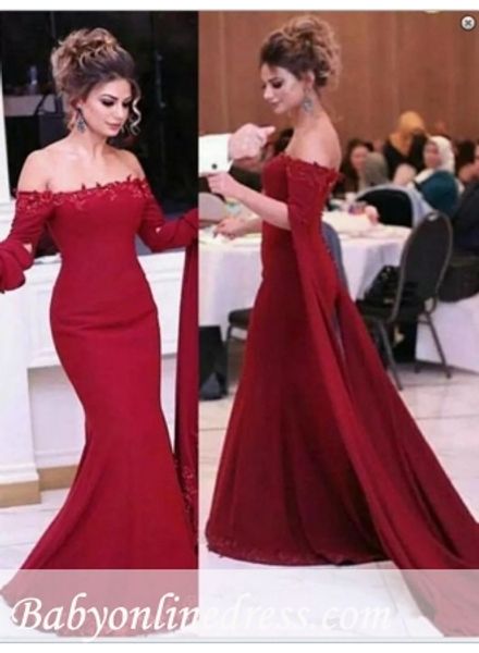 

arabic dubai 2018 mermaid prom dresses arabic off shoulder satin red lace applique zipper back long formal party dress evening gowns, Black