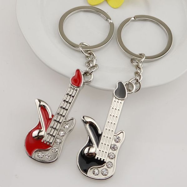 

NEW Mini Guitar Key Ring Keyring Chain Clear Crystal Cute Gift instrument souvenirs musica llaveros 200pcs, Silver