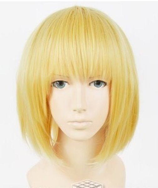 

attack on titan armin arlart short dark blonde cosplay wig, Black