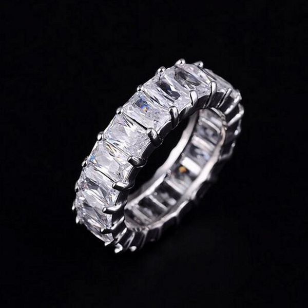 

925 SILVER PAVE SETTING FULL SQUARE Diamant CZ ETERNITY BAND ENGAGEMENT WEDDING Stone Rings Size 6,7,8,9 Y1891206