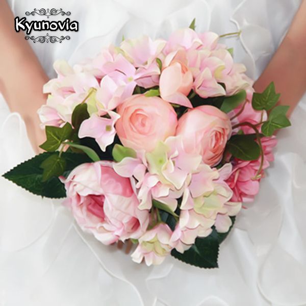 Acheter En Gros Bouquet De Mariage Roses Artificielles Pivoine Vert Feuille Blush Rose Fleur Artificielle Bouquet De Mariée Pour Le Mariage Mariage