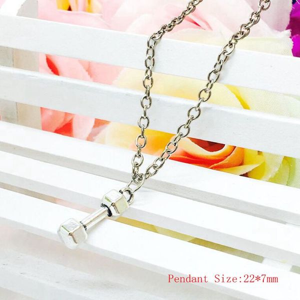 

2018 горячая европа сша популярные древние серебряные гантели очарование кулон ожерелье мода творческий женщины ювелирные изделия аксессуар, Silver