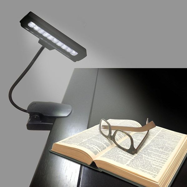 Flexível 10 LED Clipe Clip-On Orquestra de Música Suporte de Mesa Lâmpada de Piano Noite Livro de Leitura de Luz com Adaptador AC de Alta Qualidade RÁPIDO NAVIO