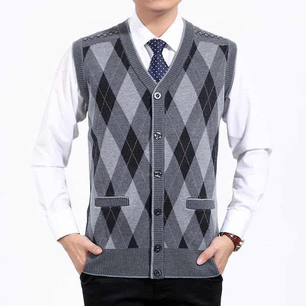 

xt1267-a1427 2018 spring autumn new middle-aged and old men's fashion big size v neck cardigan sweater vest wholesale, Black;white