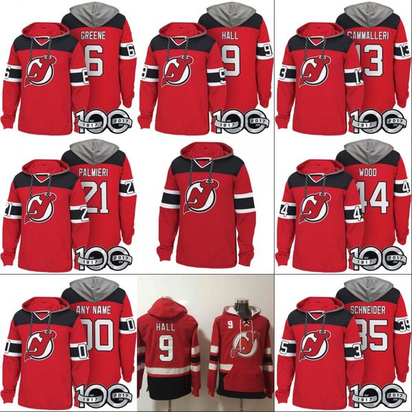 

New Jersey Devils Hoodies 100th Patch 6 Andy Greene 9 Taylor Hall 13 Michael Cammalleri 21 Kyle Palmieri 35 Cory Schneider 44 Miles Wood