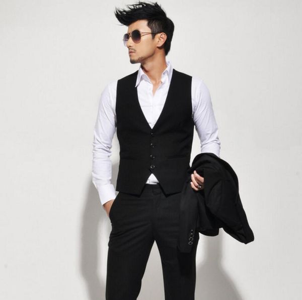 

men vest custom fashion style men's suit vest formal wedding the groom's man suit waistcoat, Black;white