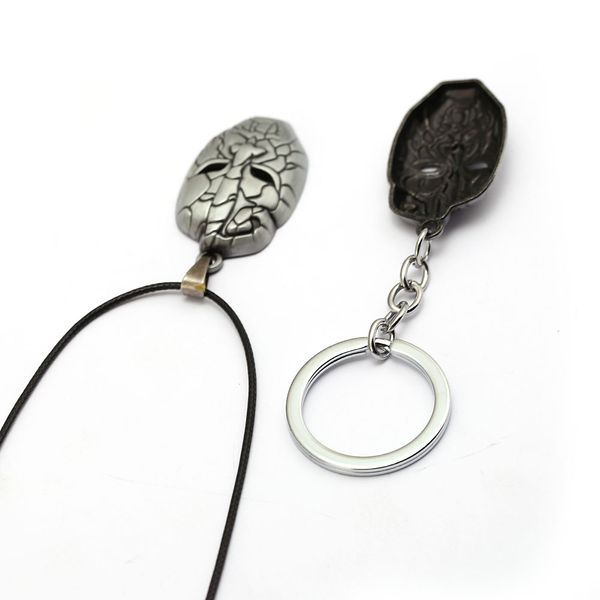 

julies 12pcs/lot wholesale anime jojos bizarre adventure keychain dio mask pendant metal key ring holder men car chaveiro, Silver