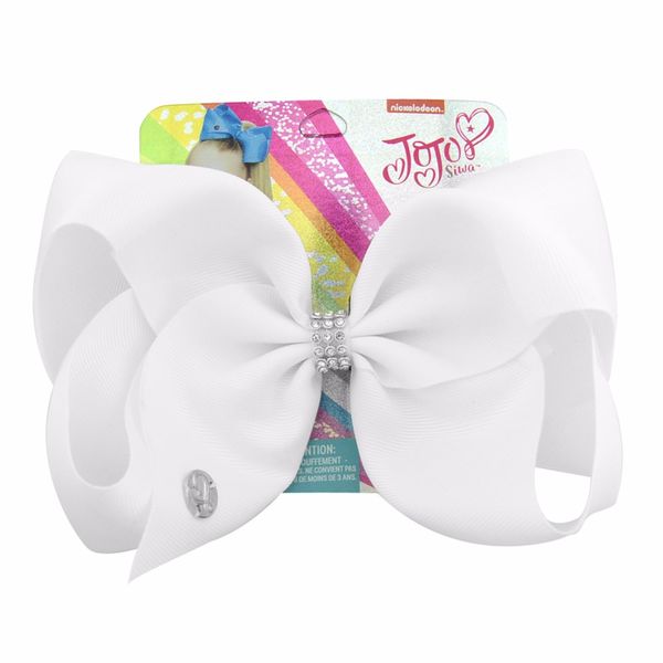 

1pcs 8 inch"jojo printed large bow clip butterfly hairpin big hair clip pure color handmade hair accessories for girls837, Slivery;white