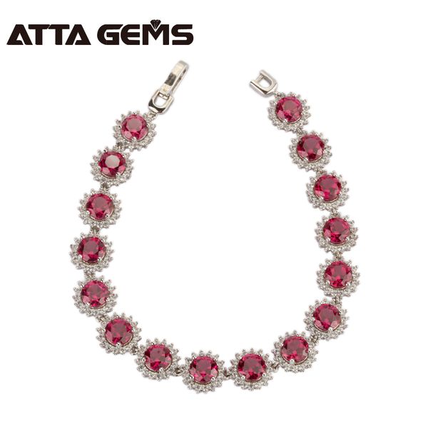 

ruby sterling silver women bracelet 22 s ruby tennis bracelet women fashion wedding and birthday party jewelry, Golden;silver