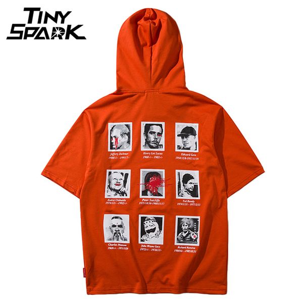 

funny hoodies sweatshirt serial killer print mens hip hop pullover sweatshirts casual streetwear 2018 spring hoodie short sleeve, Black