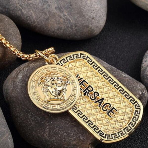

Luxury 18k Gold Punk Medusa Hip Hop Tag Necklace Head Portrait Pendant Neckalce Fashion Jewelry Accessories