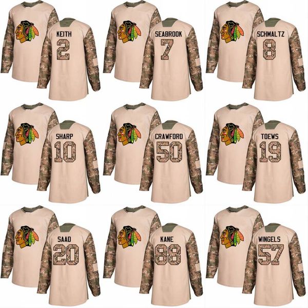 

2018 Camo Veterans Day 7 Brent Seabrook 31 Anton Forsberg 30 Jeff Glass 50 Corey Crawford Chicago Blackhawks Custom Hockey Jerseys