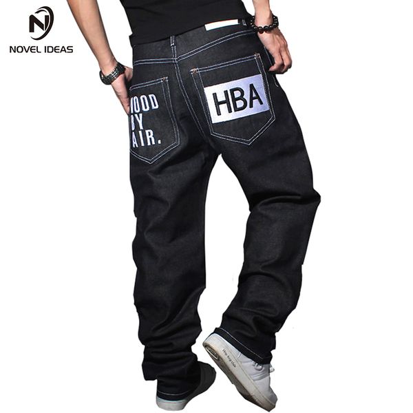 

novel ideas mens baggy jeans men wide leg denim pants hip hop 2018 new fashion embroidery skateboarder jeans hip hop, Blue