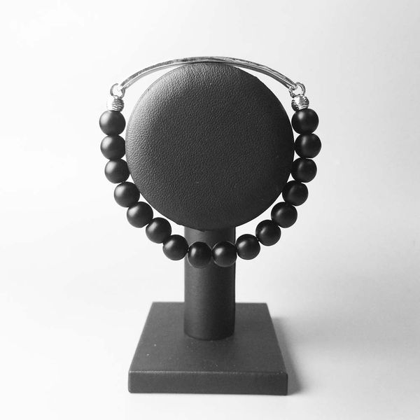 

obsidian strand bracelets for men women black beads braceletes silver fashion jewelry gifts 2018 brand new