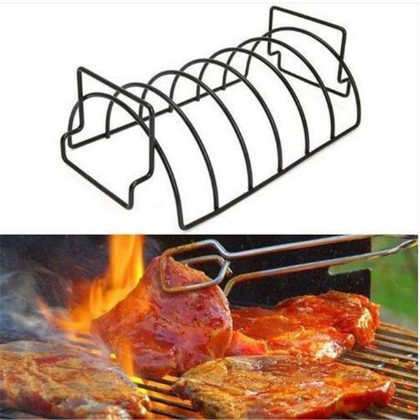 

sales non-stick metal wire bbq grill stand steak holder roasting rib rack kitchen tool barbecue grill supplies barbecue tool