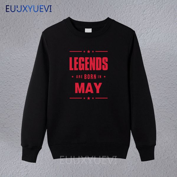 

мужская печать толстовка легенды рождаются в мае мужская мода енот толстовки прохладный кофты хипстер пуловер мода одежда, Black