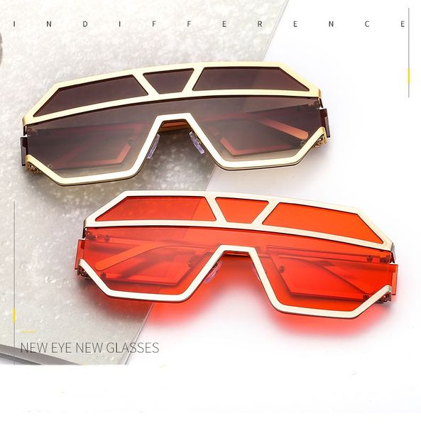 

very cool man goggles metal frame big shield sunglasses for men and women trendy sun glasses 8 colors, White;black
