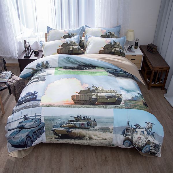 

tank airplane ship gun decorations men bedding set twin  king size duvet cover bed sheets pillowcase for teen boys