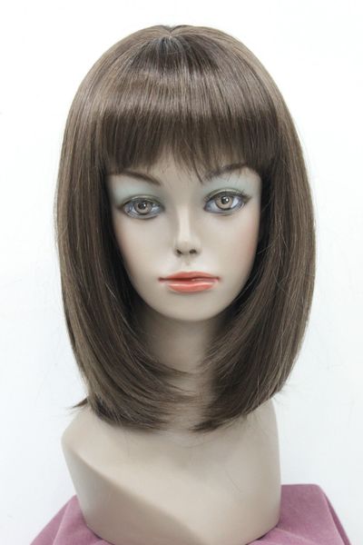 

fashion cosplay women's light brown short wavy hair wigs, Black;brown