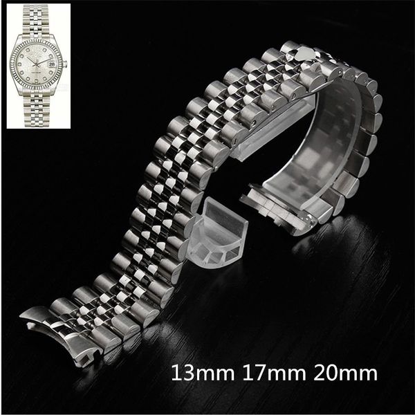 

Серебро золото из нержавеющей стали ремешок для часов 13 17 20 мм сплошной браслет с