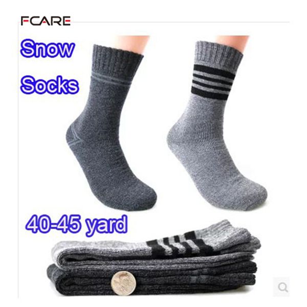 

fcare 6 pcs=3 pairs plus size 44 45 thick autumn winter men's terry calcetines snow socks meias termicas de neve, Black