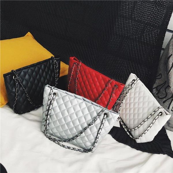 

2018 pu leather crossbody messenger handbag women chain shoulder bag plaid print sling satchel bag bolsa feminina