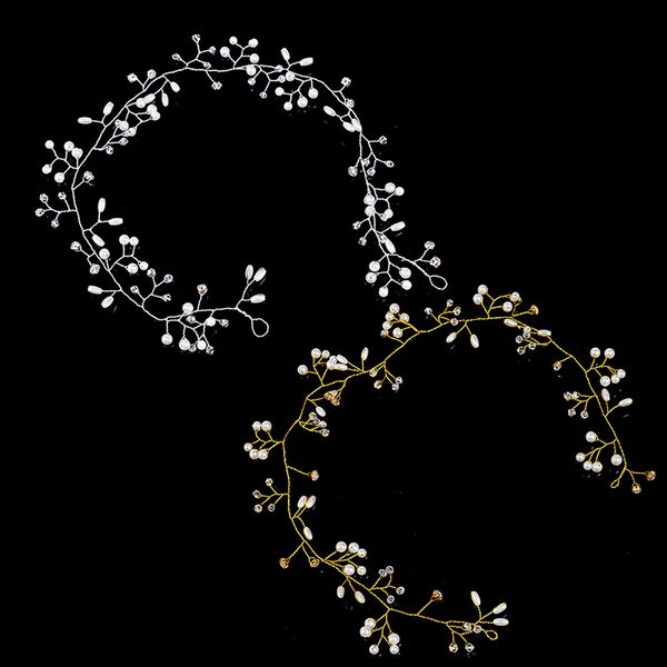 Silver Color Pearl Crystal Headband Vine Crystal Bridal Wedding Hair Accessories