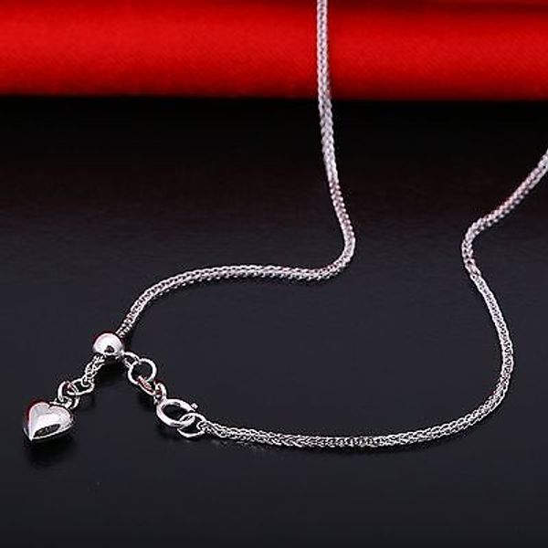 

new solid pure au750 18k white gold women's wheat chain necklace adjustable, Silver