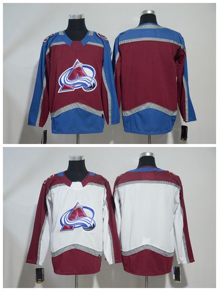 

2018 colorado avalanche jersey blank no name number red white stitched hockey jersey, Black;red