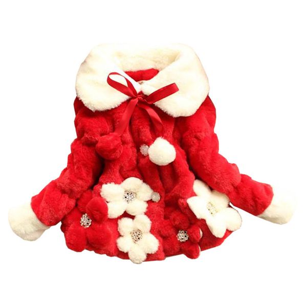 

cute girl thick coat elegant flower cashmere thick coat jacket for 1-4years girls children kids winter warm outerwear coat, Blue;gray