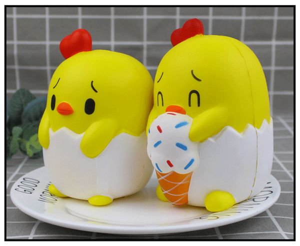 

cartoon chick eat ice cream squishy cute 13cm jumbo slow rising phone straps cartoon pendant scented bread kids fun toy gift e540