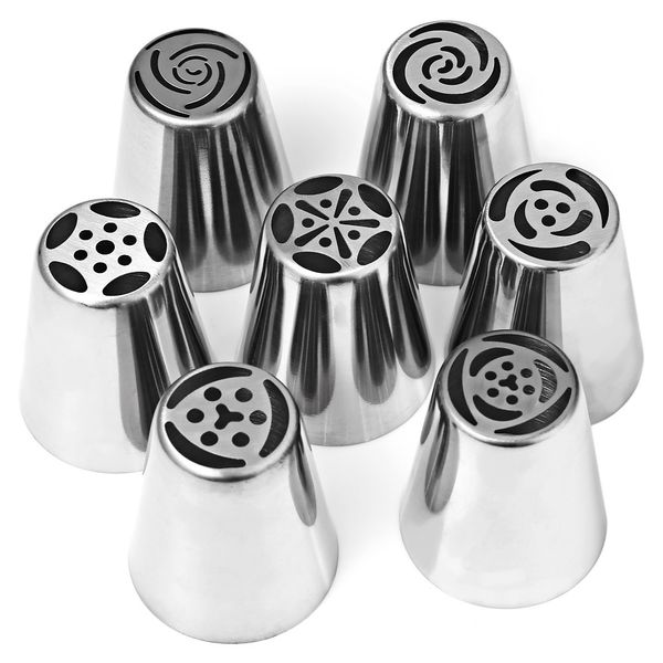 

7pcs russian icing piping nozzles cake decoration tips kitchen tool stylish and classic appearance, small and exquisite