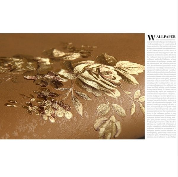 Rose Flower Gold Foil Wallpaper Gold Embossed Background Wall Wallpaper