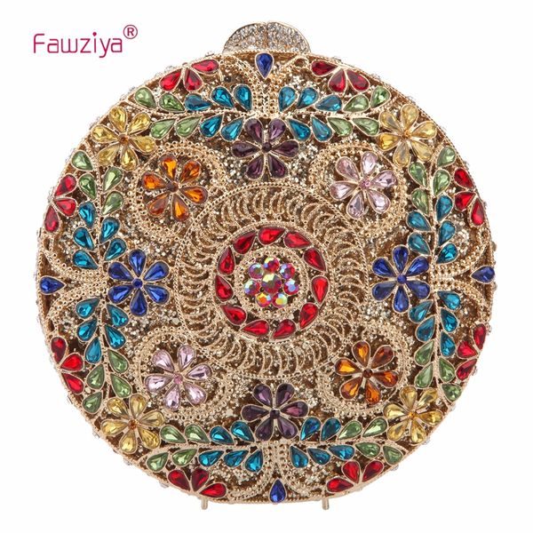 

fawziya round flower purses for women crystal evening clutch bag