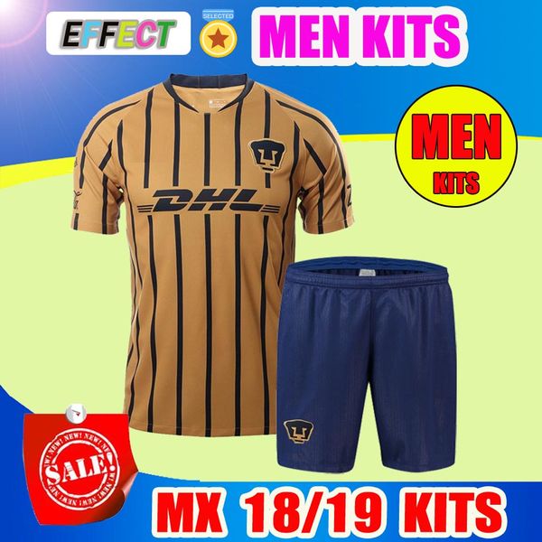 

2018 MEXICO Club LIGA MX UNAM Universidad Van Rankin Soccer Jerseys MEN KITS 2018 Castillo Cougar SOSA 18/19 Football Shirts Adult Set