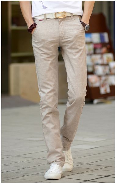 

comfortable breathable linen trousers men's simple fashion men's pants 2018 summer linen casual trousers size 38, Black