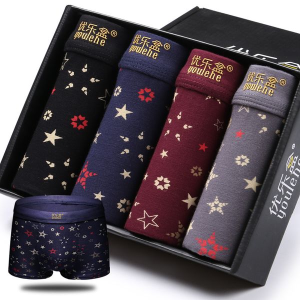 

male panties wide waistband cuecas boxer nature cotton men mens underwear boxers cueca boxer shorts homme 4pcs/lot, Black;white