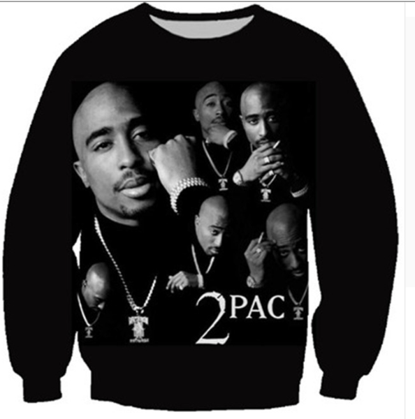

new arrival fashion men/women legend rapper tupac 2pac funny 3d printedsweatshirt style fashion casual sweatshirt b249, Black