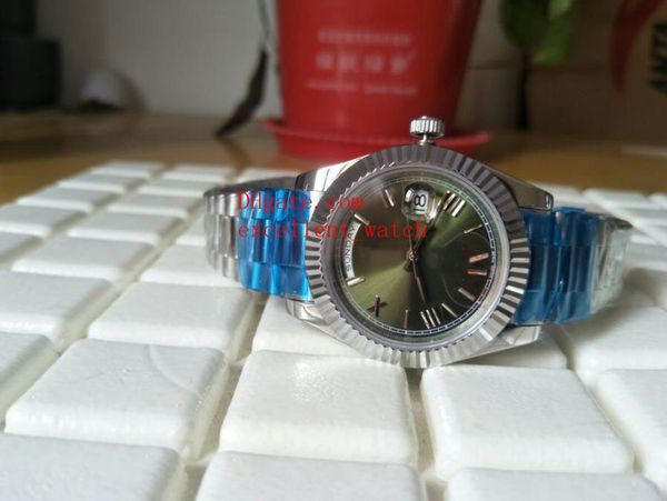 

sell mens watches day date president 40 mm 228239 green roman dial asia 2813 automatic mechanical stainless steel men's watch wristwatc, Slivery;brown