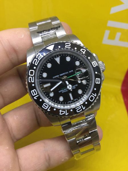 

Wholesale - Luxury Perpetual Stainless Steel GMT Mens Watch Black Papers Men's Watches
