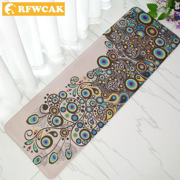 

rfwcak 40*120cm bedside sofa coffee table long peacock door mat carpet kitchen oil absorption dirt floor mat ing