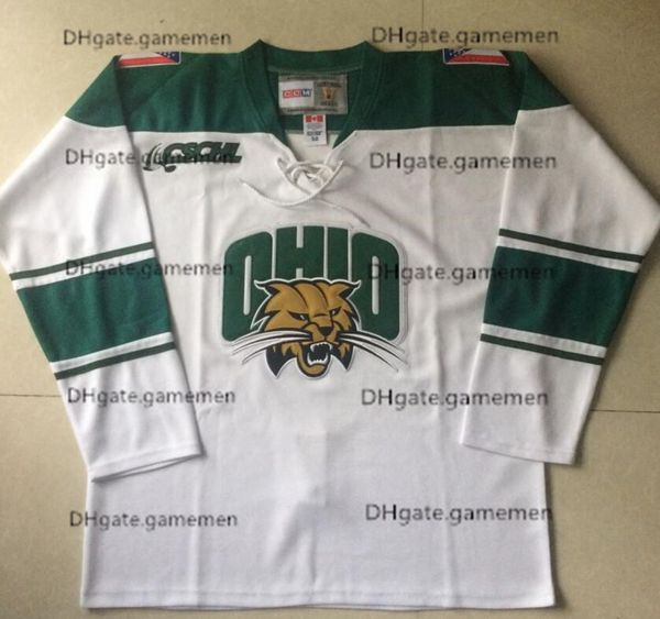 

Mens Ohio bobcats hockey jerseys #16 hartman #11 harris #10 lubin white stitched college hockey jersey free shipping