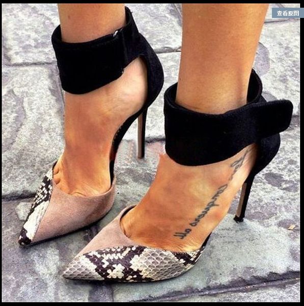 

2018 new list europe and america fight color hollow fine with high-heeled shoes genuine leather fashion pointed dress shoes, Black