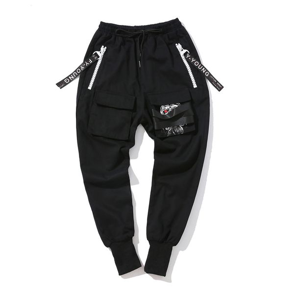 

Hip Hop Black Pants Men Street Wear Clothing Pencil Pants Casual Pockets Zipper Design Trousers Joggers