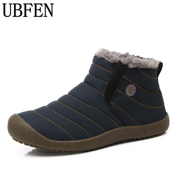 

ubfen 2017 new men winter shoes solid color snow boots cotton bottom keep warm waterproof boots,size 45,46, Black